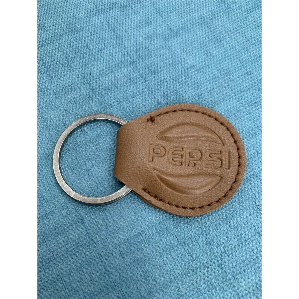 Vintage Pepsi Keychain Brown Leather 1.5”